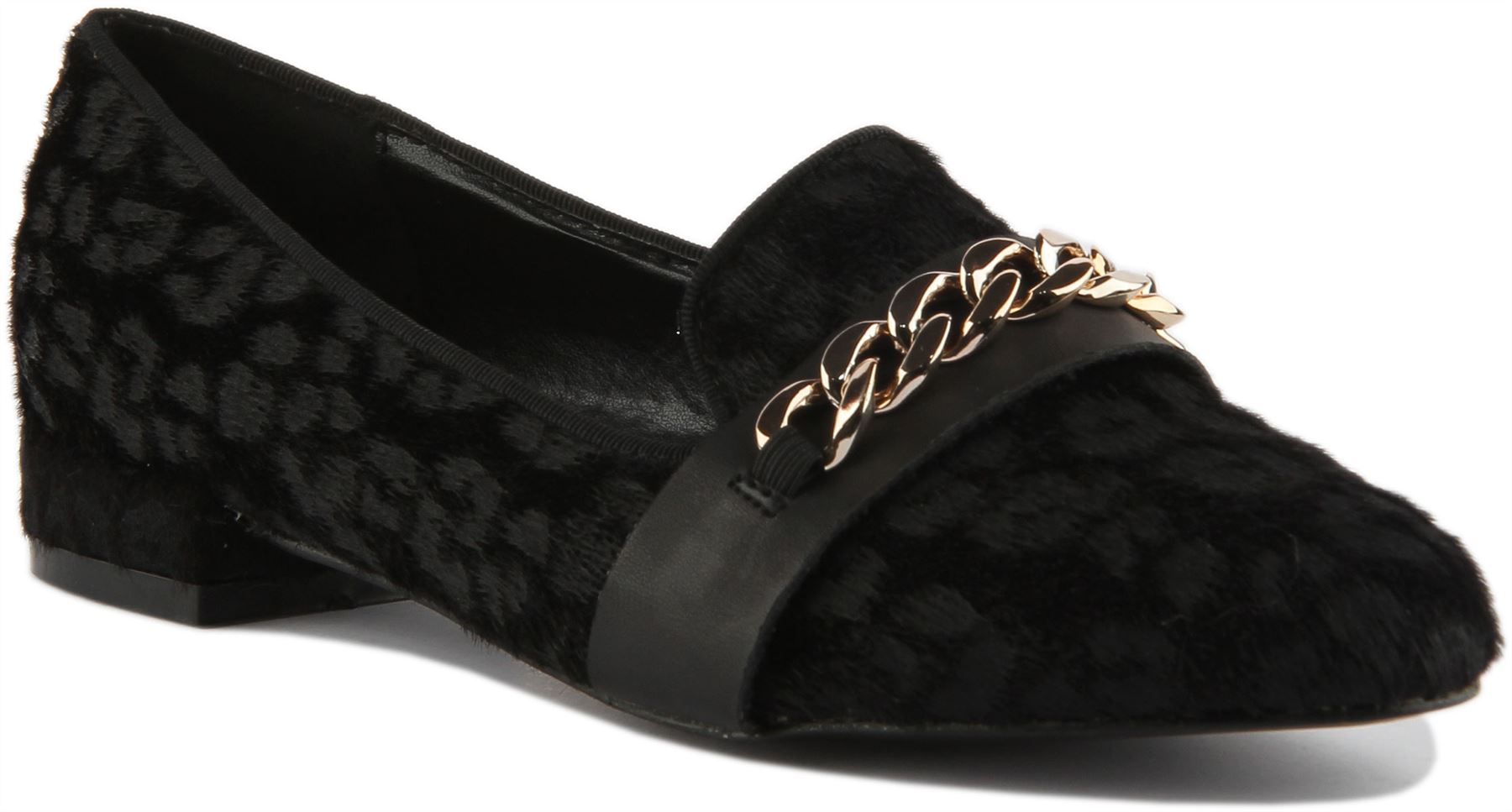 Damen Frauen Slipper Fell Ballerina Schuhe mit Kette in Schwarz Gre UK 3 - 8 4690₽