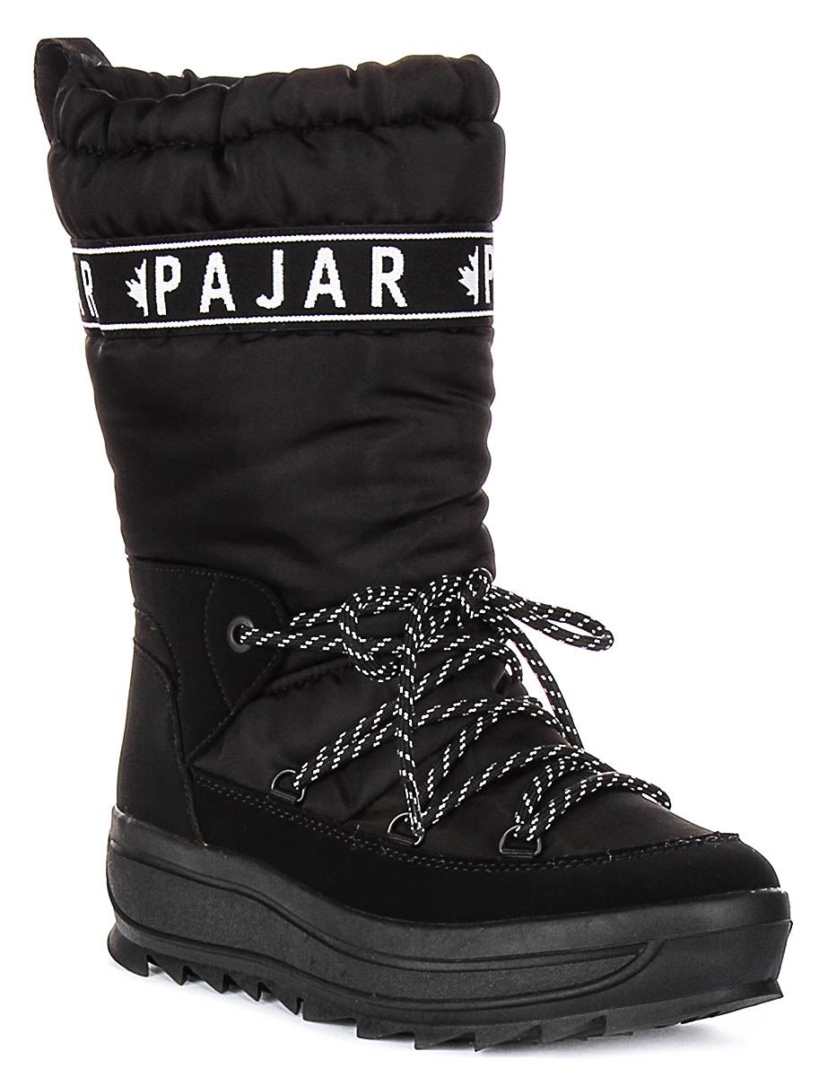 PAJAR Galaxy Hoch Nylon Bauschig Schnell Verschluss Damenstiefel IN SAND UK 4 -