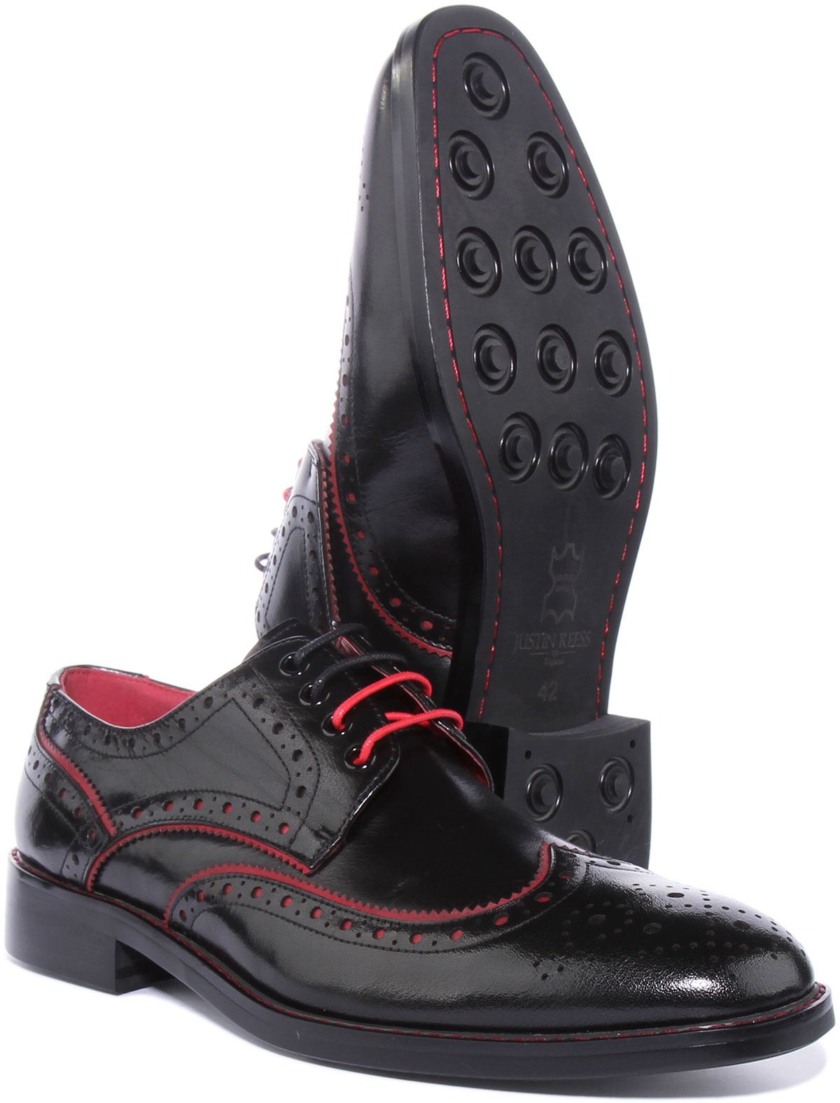 JUSTINREESS ENGLAND Simon Mens Lace Up Leather Brogues In Black UK Size 6 - 13 - Picture 6 of 19