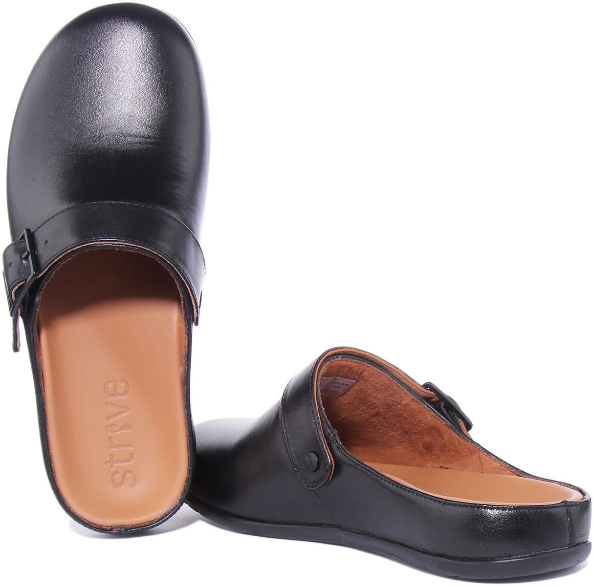 Strive Malmo Closed Top Buckle Orthotic Slippers Black Womens Size 3 - 8 - Picture 10 of 12