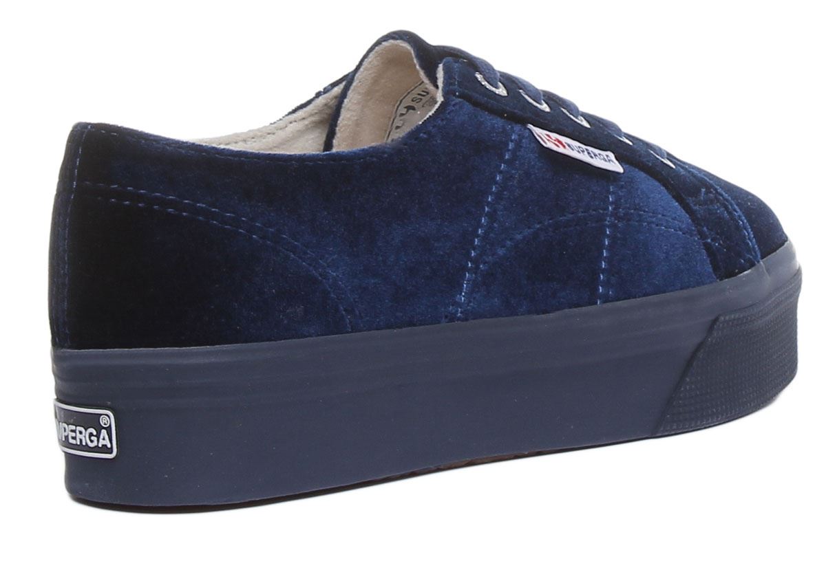 Ciabatta Superga in velluto invernale blu