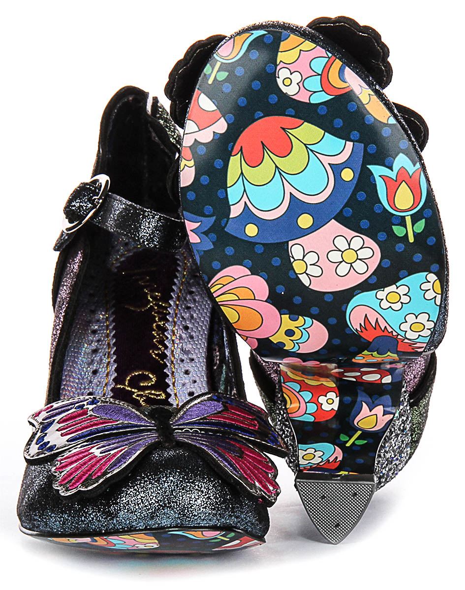 Irregular Choice Moth To A Flame Sparkle Hi Heel Black Purple Womens UK 4 - 8 - Picture 12 of 13