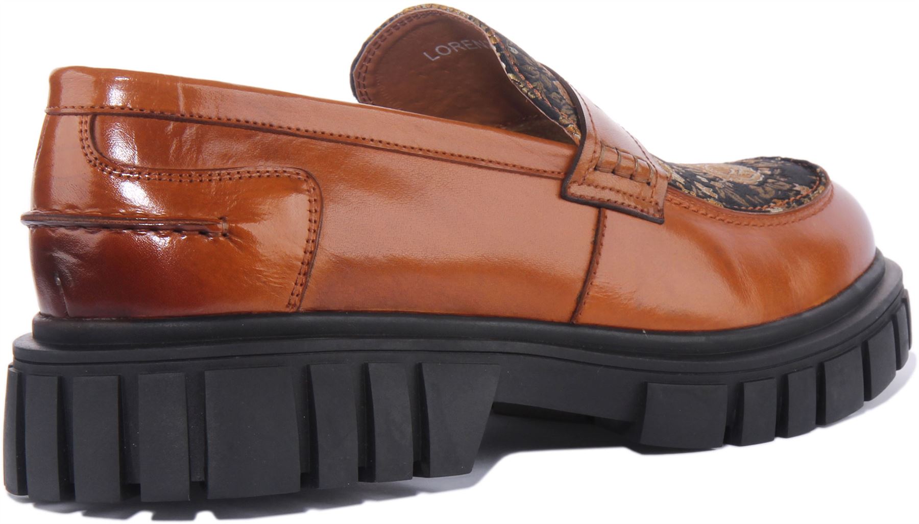 Mocasín Justinreess England Lorenzo estampado floral bronceado para hombre EE. UU. 7-13 - Imagen 9 de 12