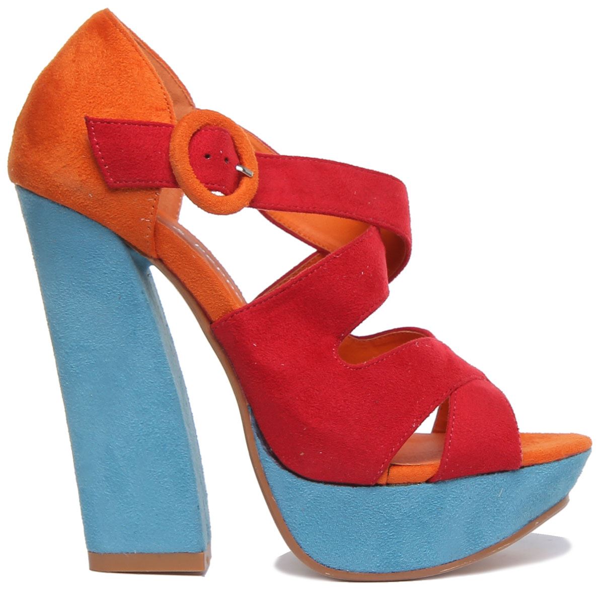 Sandalia de plataforma de tacón de bloque multicolor para mujer dama talla REINO UNIDO 3 - 8 - Imagen 9 de 18