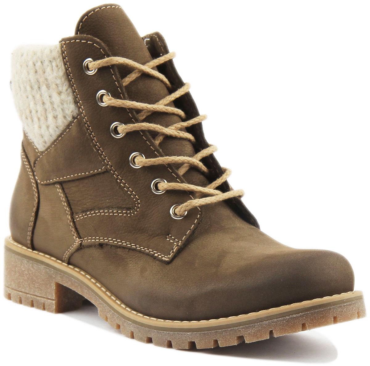Botas de senderismo Justin Reece England Sophia de cuero para mujer en oliva talla UK 3-8 - Imagen 7 de 12