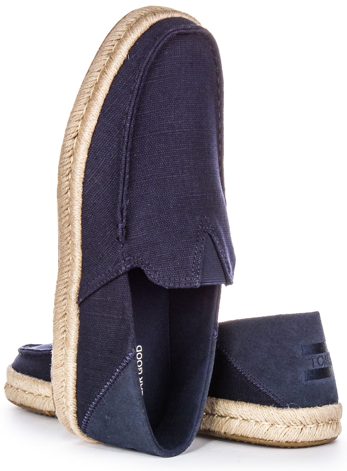 Toms Alonso Heritage Canvas Midsole Slip On Cotton Mens Casual Navy Blue US 13 Mens Alonso Navy Heritage Canvas Rope Loafer Espadrille  main image 4