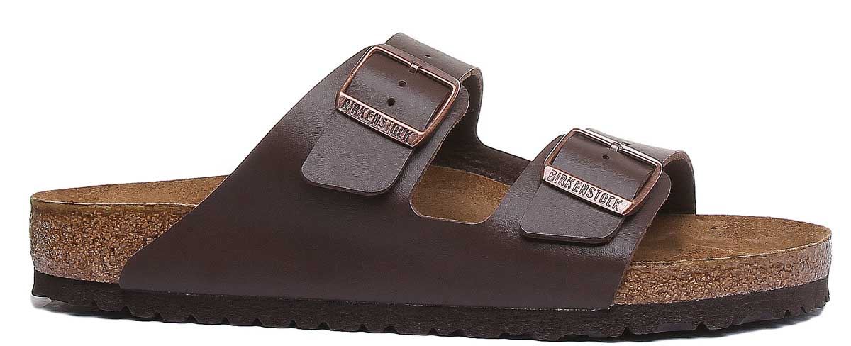 Birkenstock Arizona Two-Strap Sandals in Dark Brown with Bronze Buckles Birkenstock Arizona EVA in Brown | SVD USA main image 2