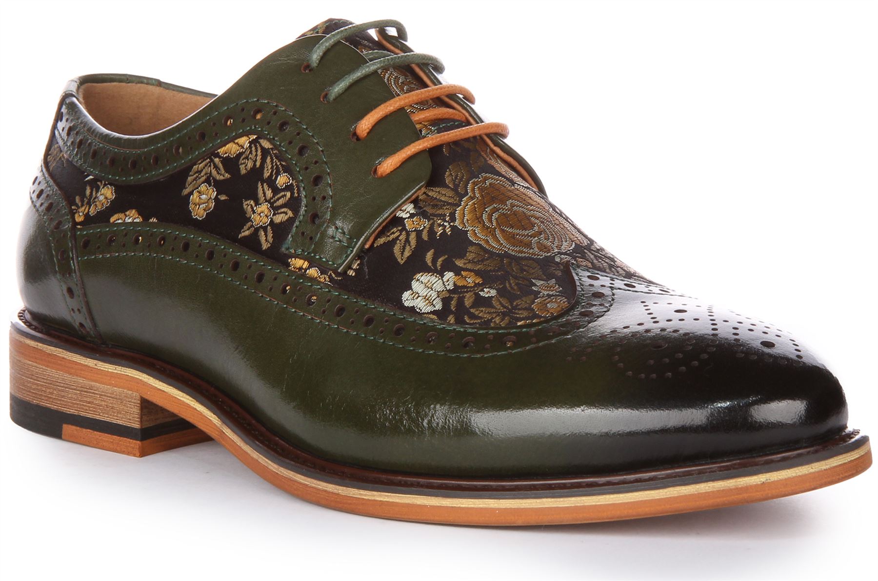 Justinreess England Ross Floral Brogue Lace Up Shoe Green Womens UK 3 - 8 - Picture 11 of 11