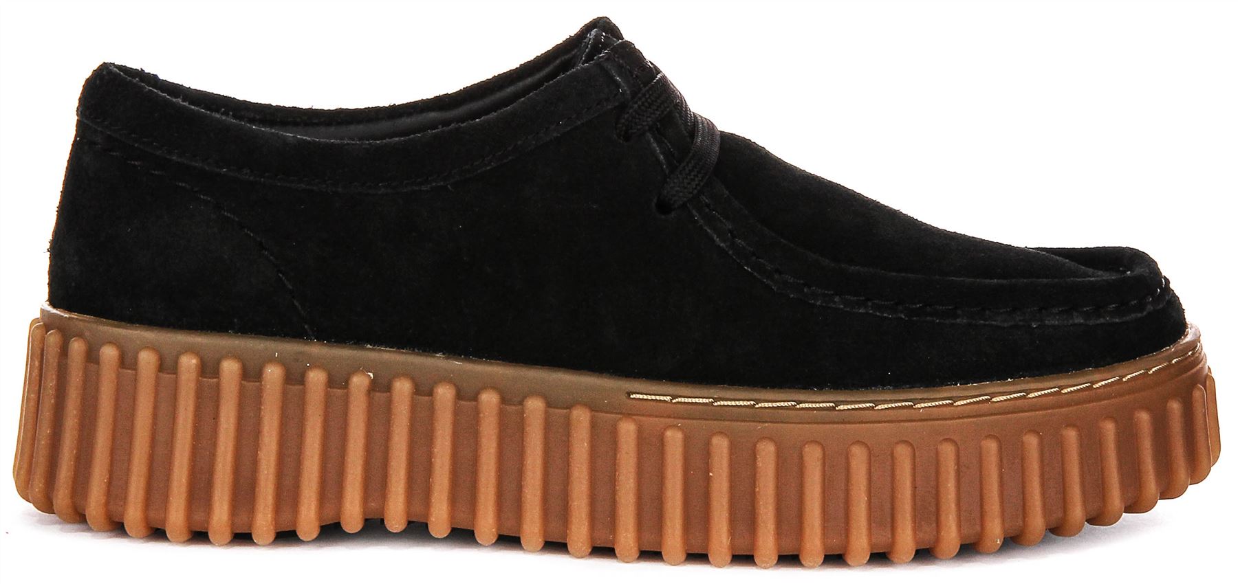 Clarks Womens Torhill Bee Ribbed Outsole Soft Lace Sneakers Black