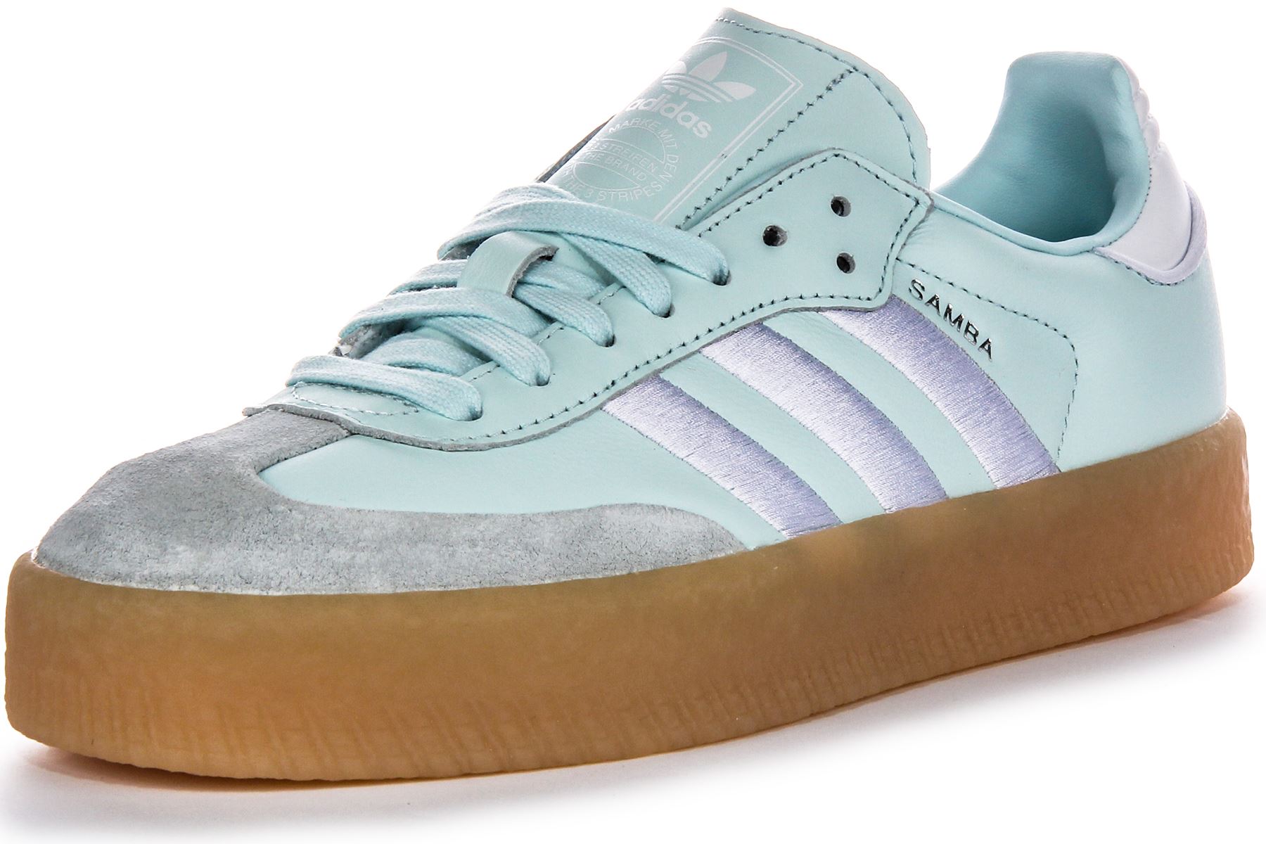 Adidas Sambae 3 Stripes Retro Contrast Leather Womens Sneakers Blue US 5 -  10 | eBay