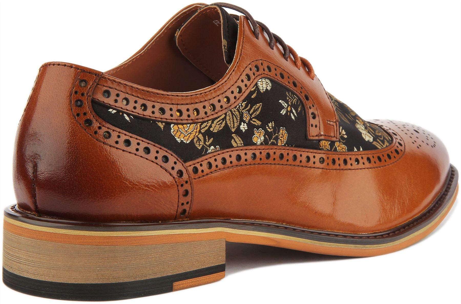 Floral Brogue Shoes In Brown UK 
