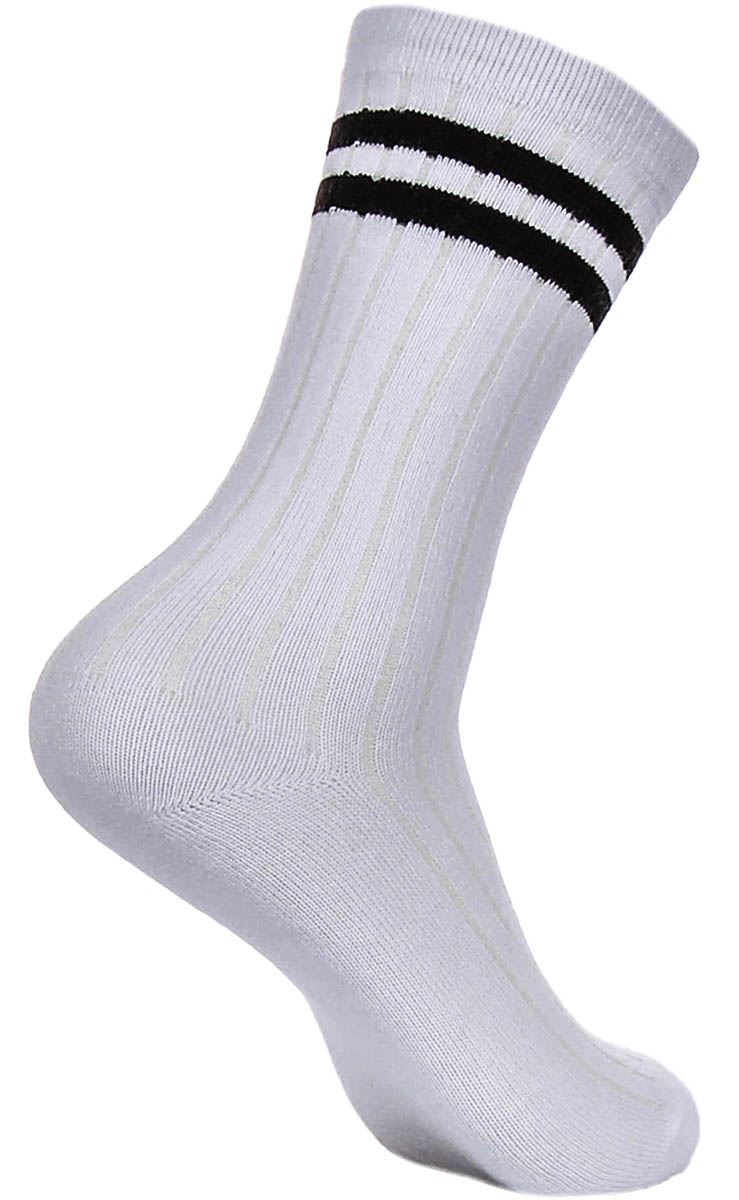 Justinreess England 2P Stripe Cotton Wear Womens Socks In White Black One Size - Picture 31 of 37