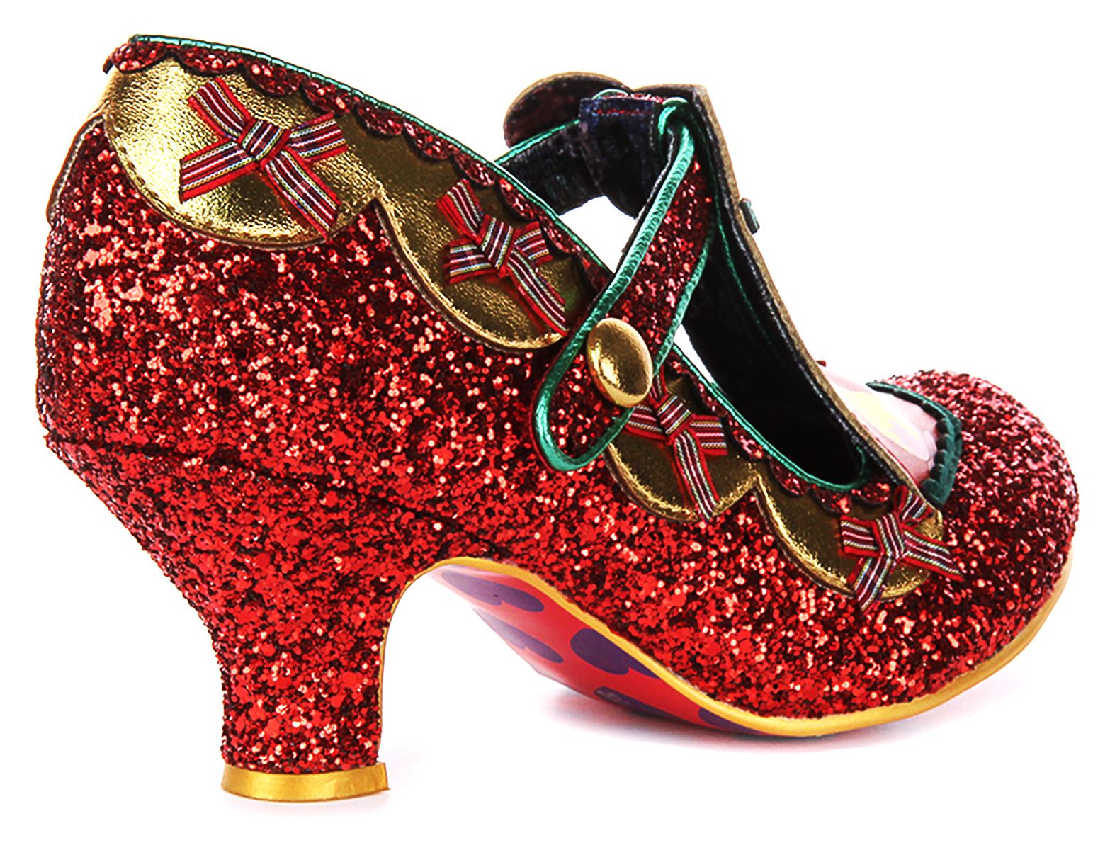 Irregular Choice Eggcellent Evening Glitter Womens Heels Black Gold UK 3 - 8 - Picture 10 of 13
