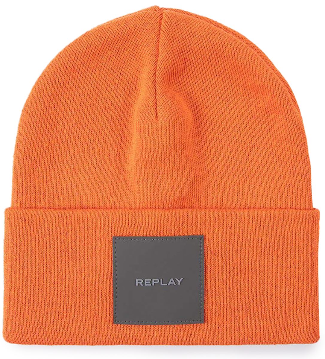 Replay Ax4167.003 In Orange Italian Yarn Ctn Logo P Beanie One Size - Picture 3 of 4