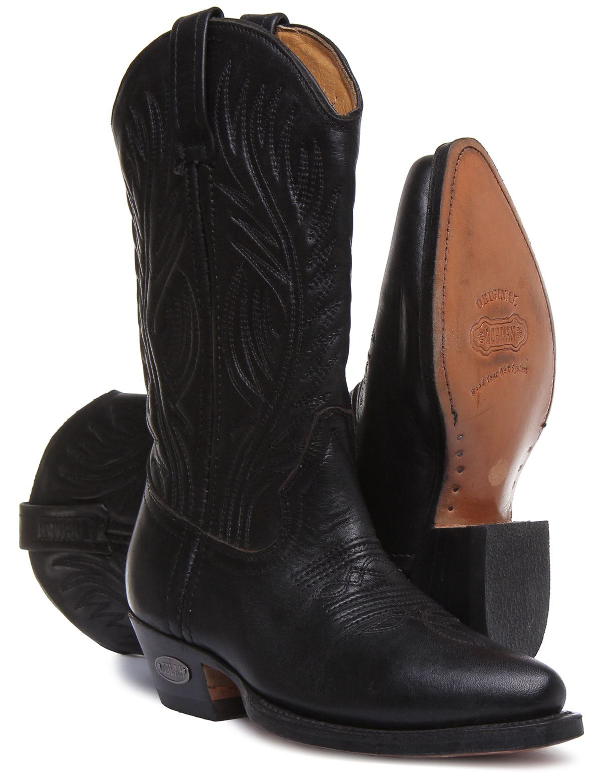 Loblan 194C Long Cowboy Boot In Black Shiny Size UK 36- 46 - Picture 10 of 29