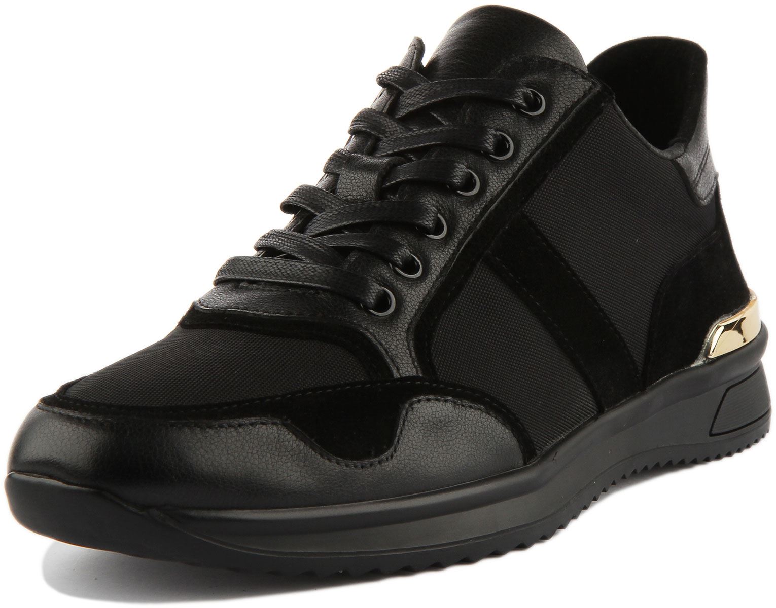black leather smart trainers
