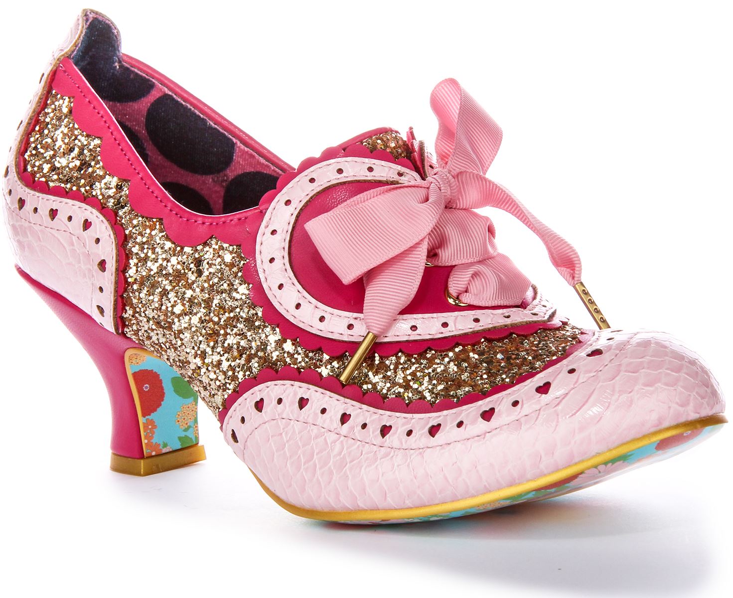 Irregular Choice Jazz Cat Lazo Encaje Dorado Brillo Medio Oro Rosa Para Mujer Reino Unido 3-8 - Imagen 8 de 13