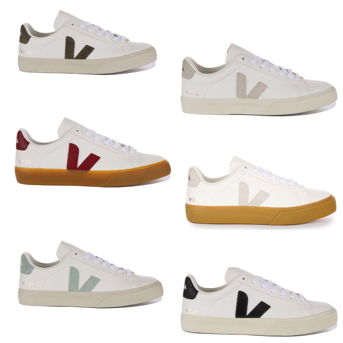 Veja Campo Chromefree Marsala Lace Up Logo Sneaker White Red