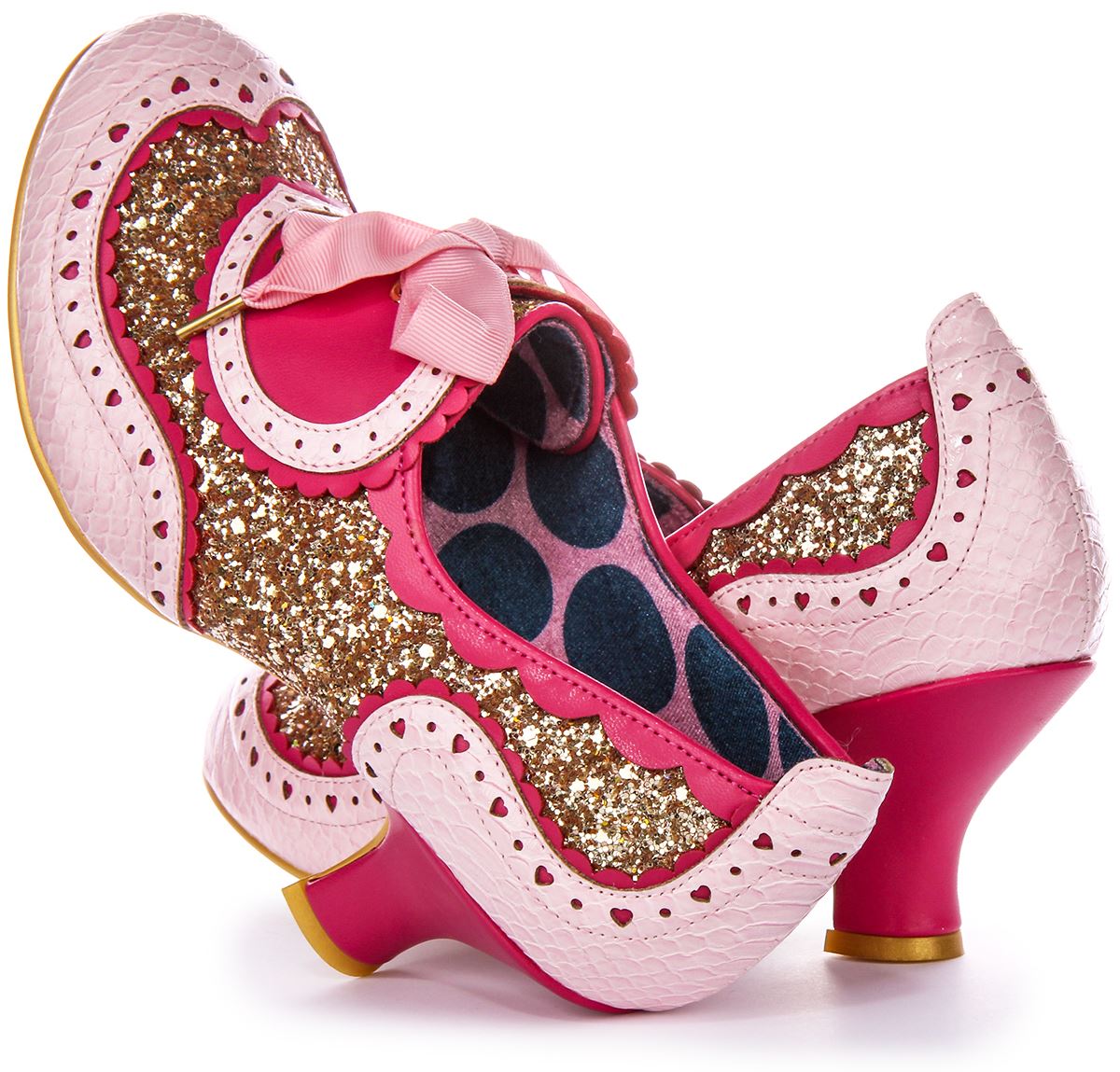Irregular Choice Jazz Cat Lazo Encaje Dorado Brillo Medio Oro Rosa Para Mujer Reino Unido 3-8 - Imagen 11 de 13