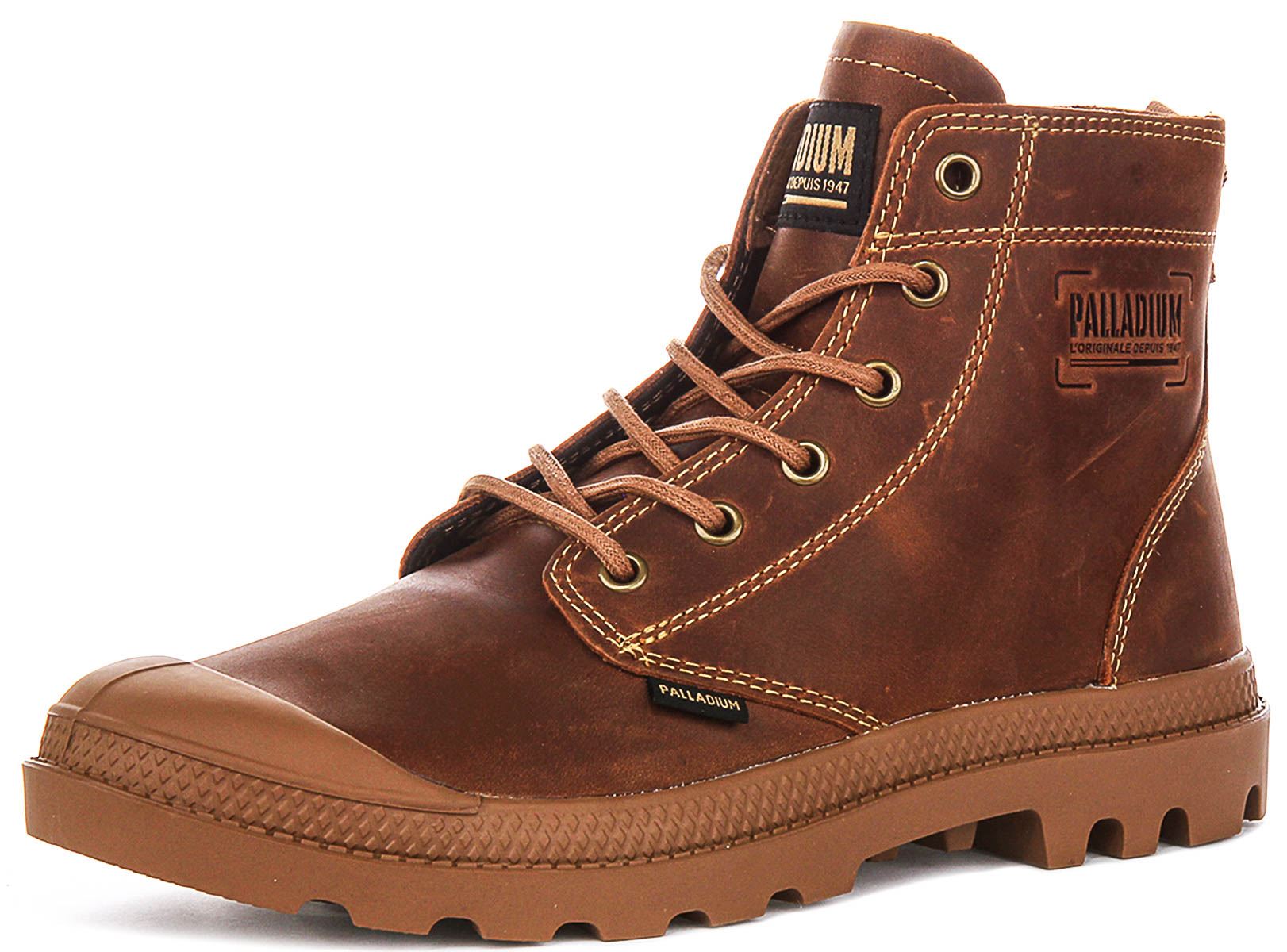 Palladium Pampa Zip Lace Up Contrast Mens Ankle Boots In Brown UK 4 - 12