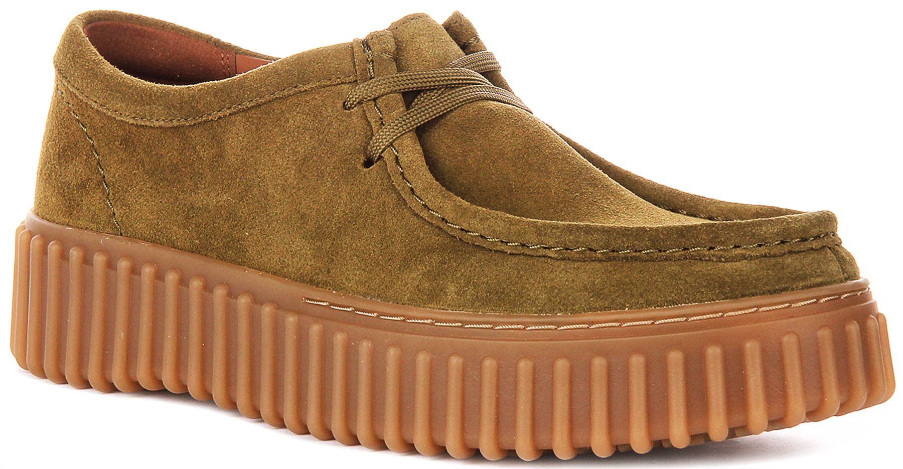 Clarks Torhill Bee Chunky Suede Lace Up Moccasin Womens Shoe In Olive US 6 - 11 - Picture 8 of 19