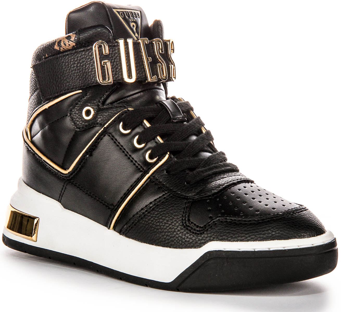 Guess Flpcr3Fal12 Corten High Top Gold Logo Trainer