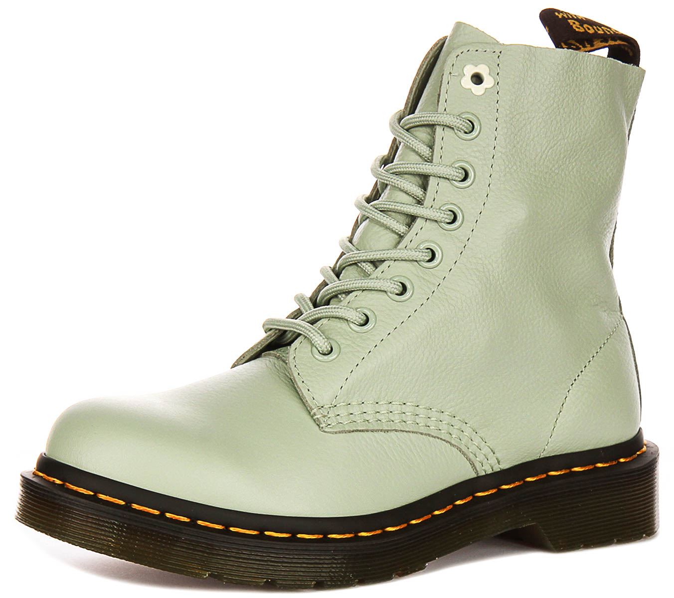 DR MARTENS 1460 Pascal Virginia 8 Ojo Verdugón Mujer Botas IN Verde Salvia GB 3 - Imagen 49 de 49