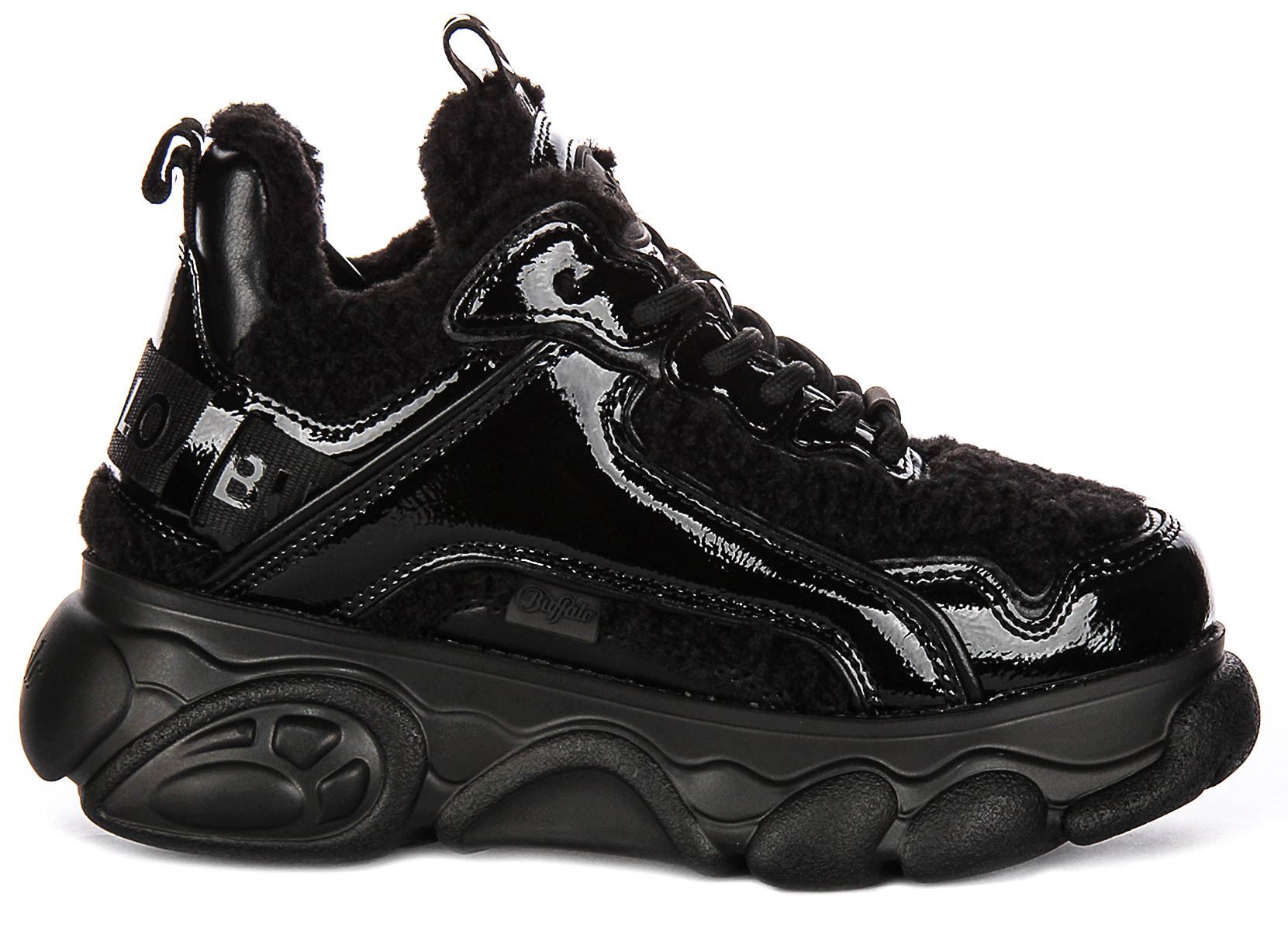 Buffalo Lace Up Lined Vegan Platform Womens Sneakers In Black