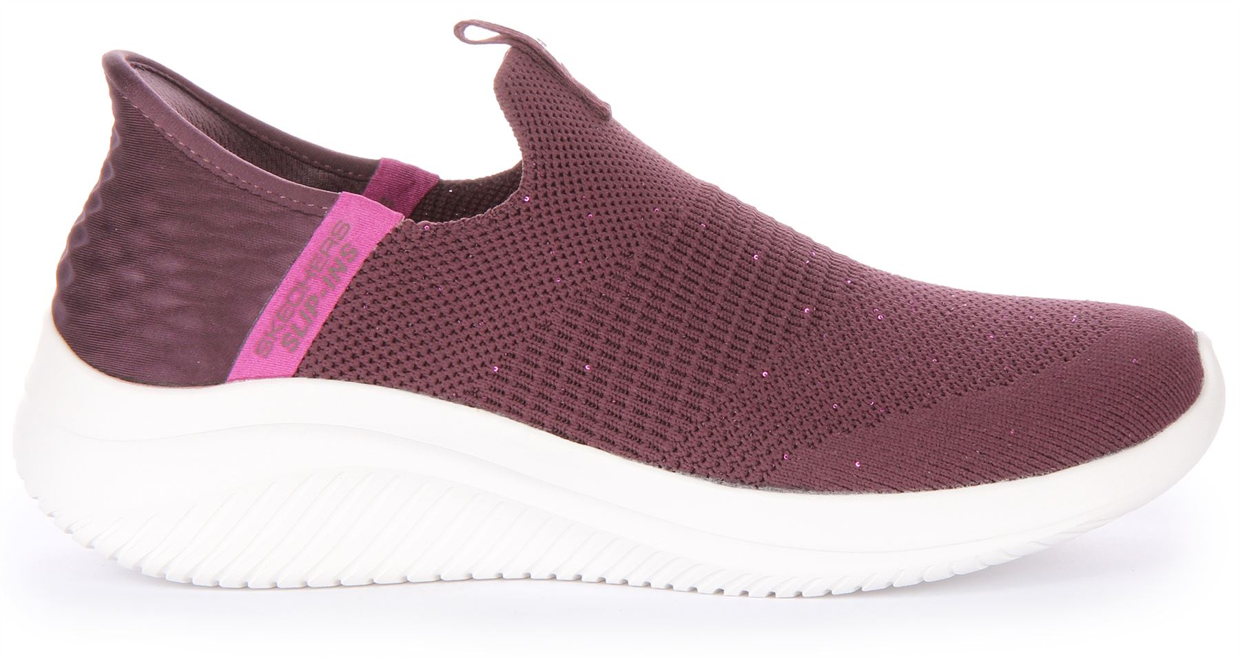 Skechers Ultra Flex 3.0 Shiny Mesh Running Slip On Trainers Wine