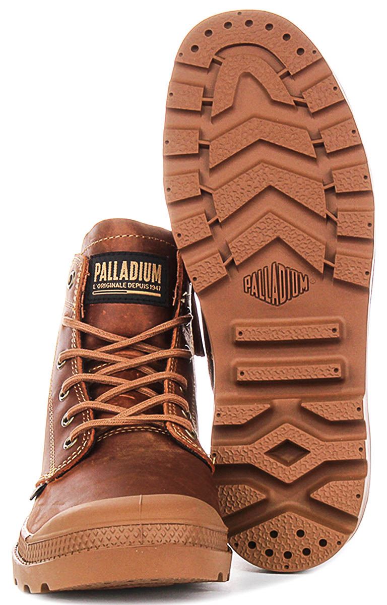 Palladium Pampa Zip Lace Up Contrast Mens Ankle Boots In Brown UK 4 - 12