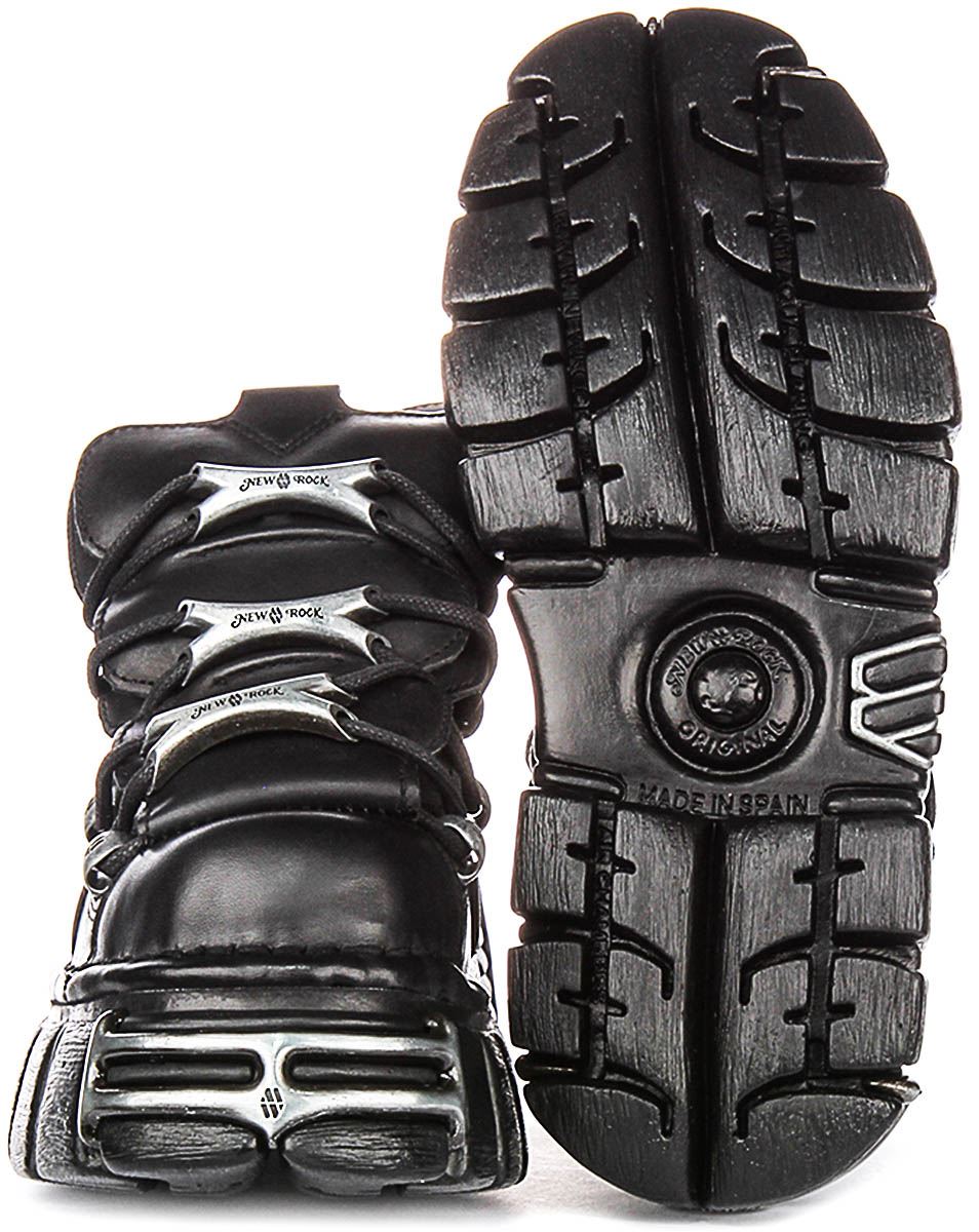 New Rock 106 Tower Chunky Platform Lace Up Womens Boots In Black