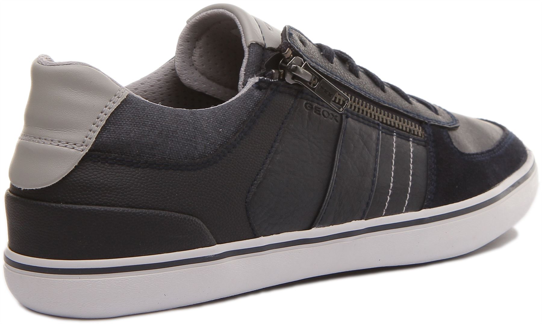 Geox Elver A Mens Lace Up Trainer With Side Zip In Navy Size UK 6 - 11 |  eBay