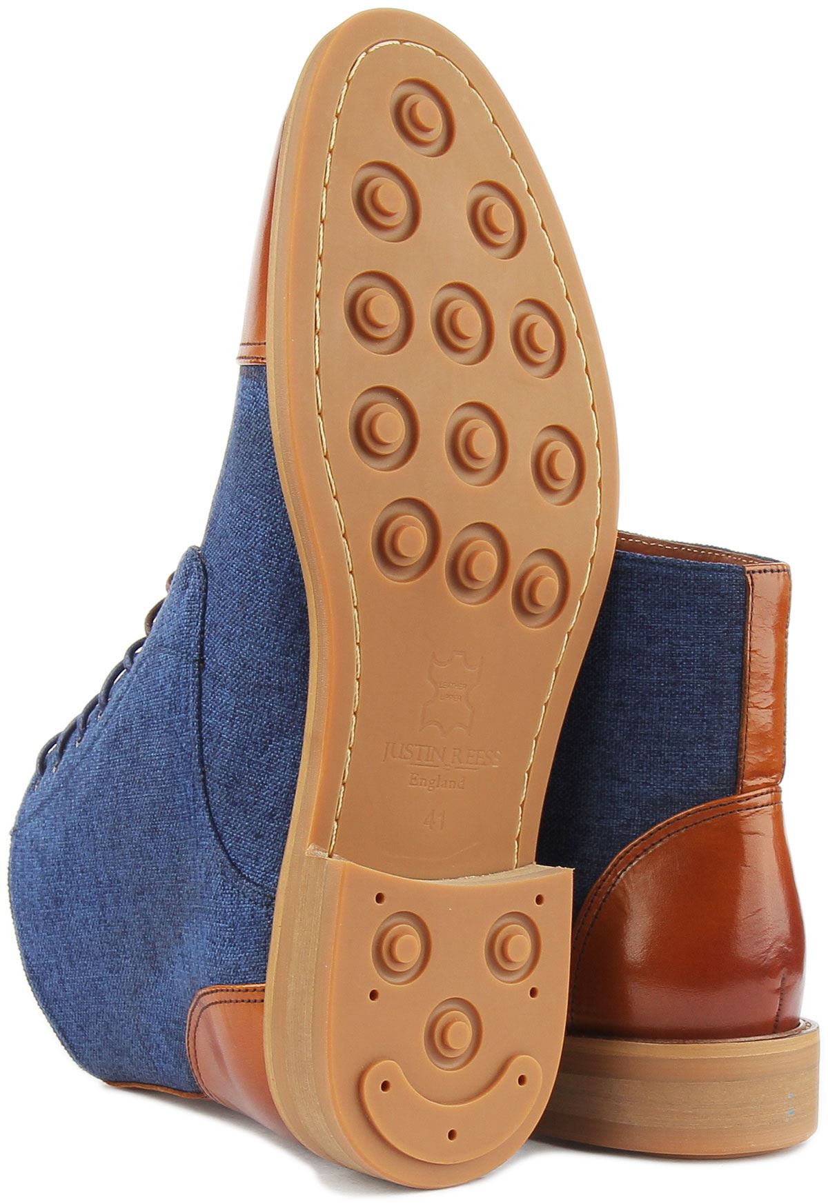 JUSTINREESS ENGLAND Adam Two Tone Mens Boots In Brown Blue 