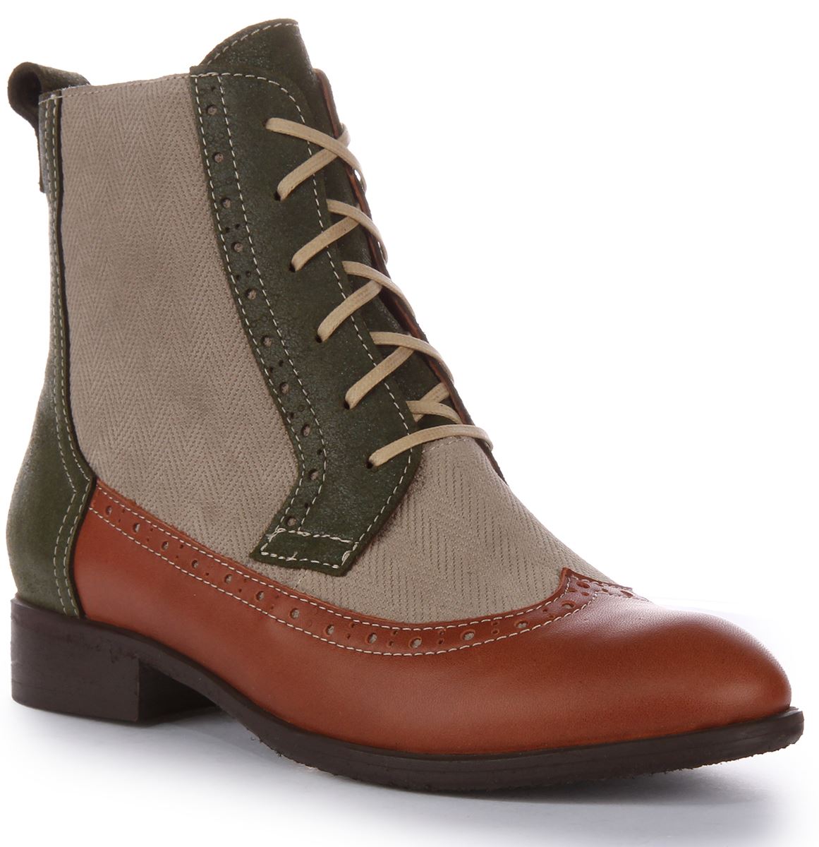 Justinreess England Tweed Zip Ankle Boot Beige Tan Womens UK 3 - 8 - Picture 7 of 12