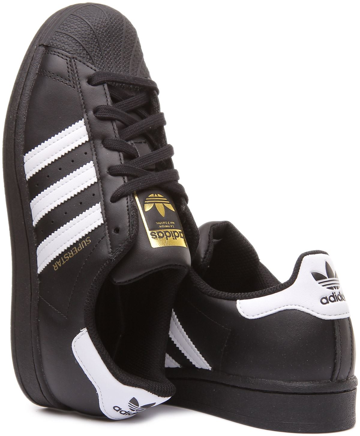 Adidas Superstar Juniors Lace Up Leather Trainer In Black White Size UK 3 - 6 | eBay