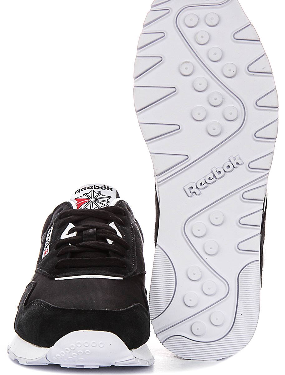 Zapatillas de deporte clásicas de nailon con cordones para hombre en negro blanco de Reebok EU 41-46