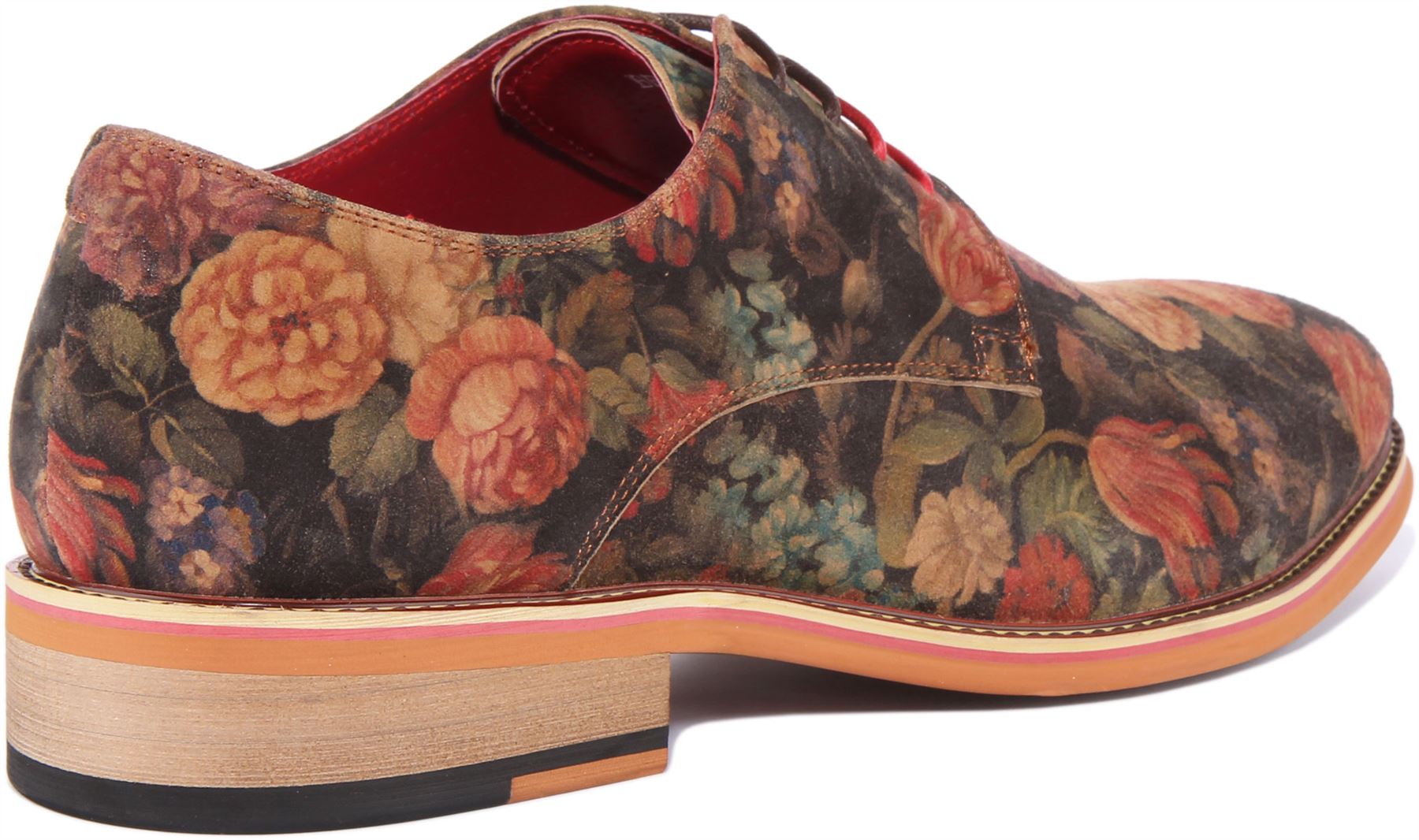 Justinreess England Ben Men Floral Print Oxford Shoe In Multi Colo Size UK 6 -13 - Picture 10 of 13