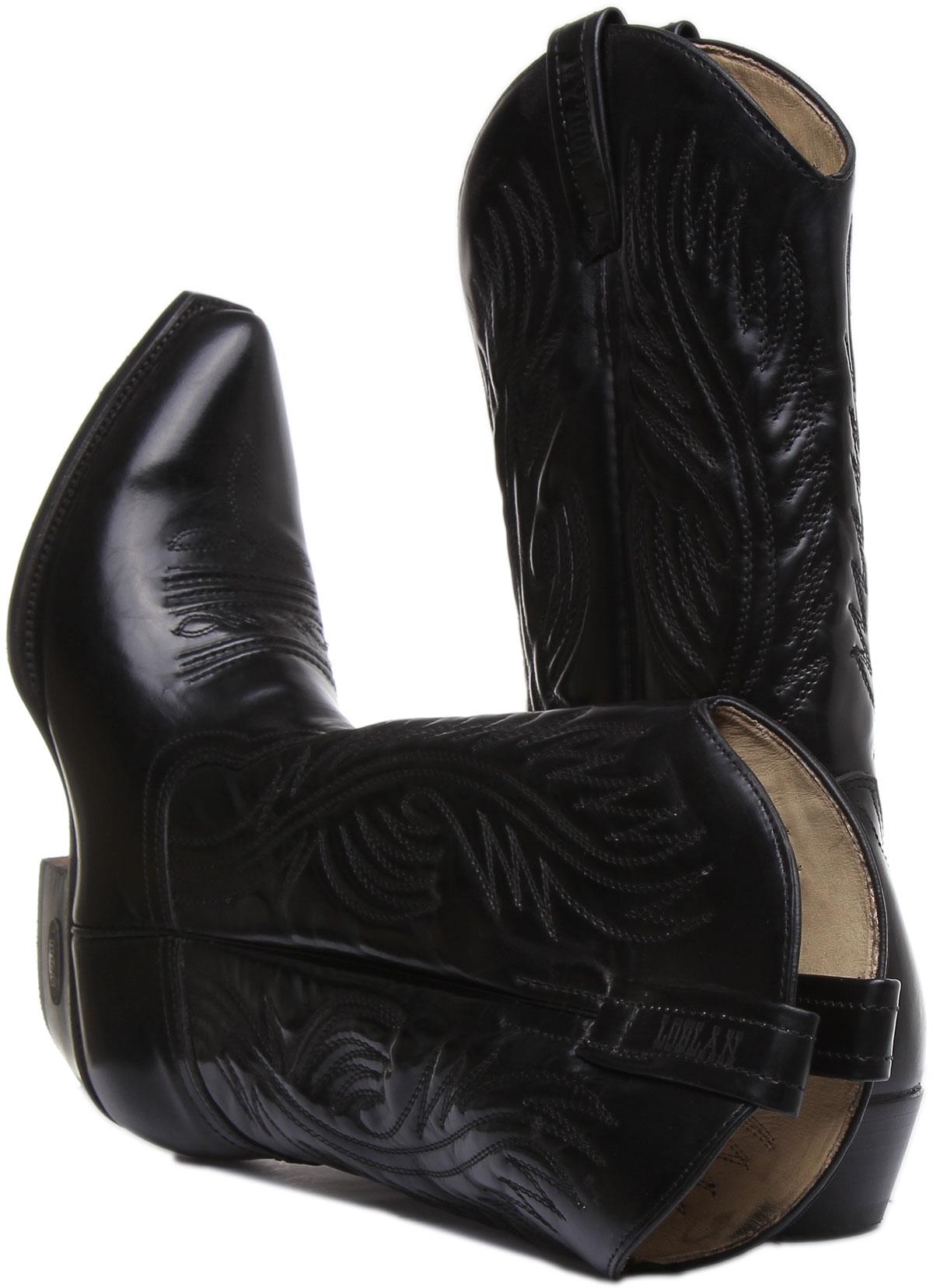 Loblan 194C Long Cowboy Boot In Black Shiny Size UK 36- 46 - Picture 15 of 29