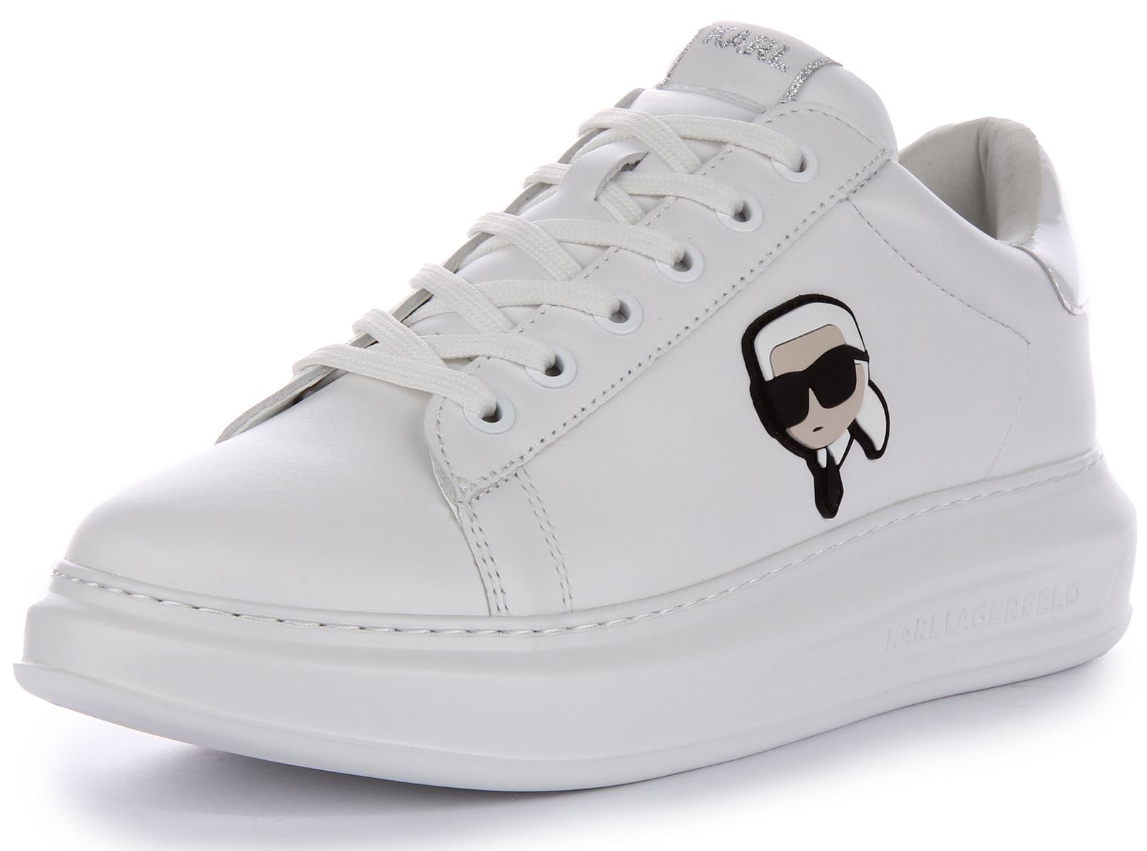 Karl Lagerfeld Kapri Lo Mid Cut Low Mens Sneakers White Mono UK 6 - 12