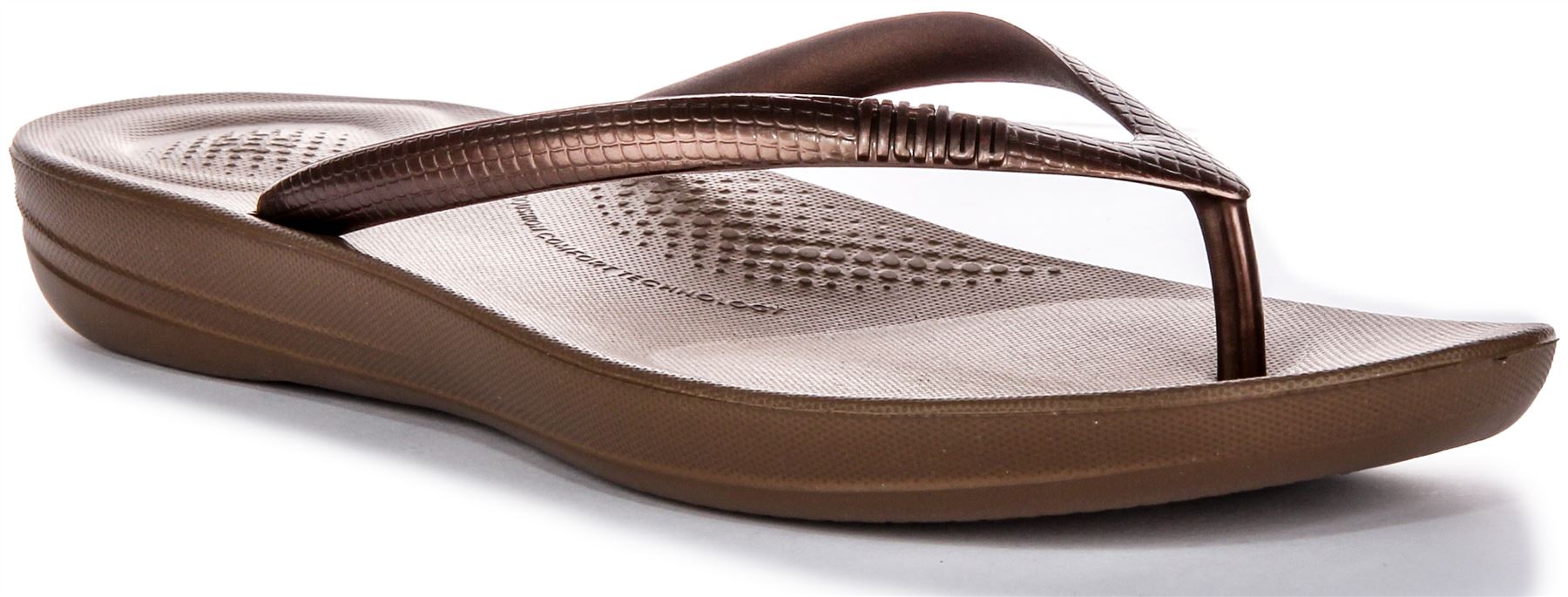 Sandalia Fitflop Iqushion ergonómica de espuma de aire de alto rebote para mujer bronce Reino Unido 5-11 - Imagen 8 de 37