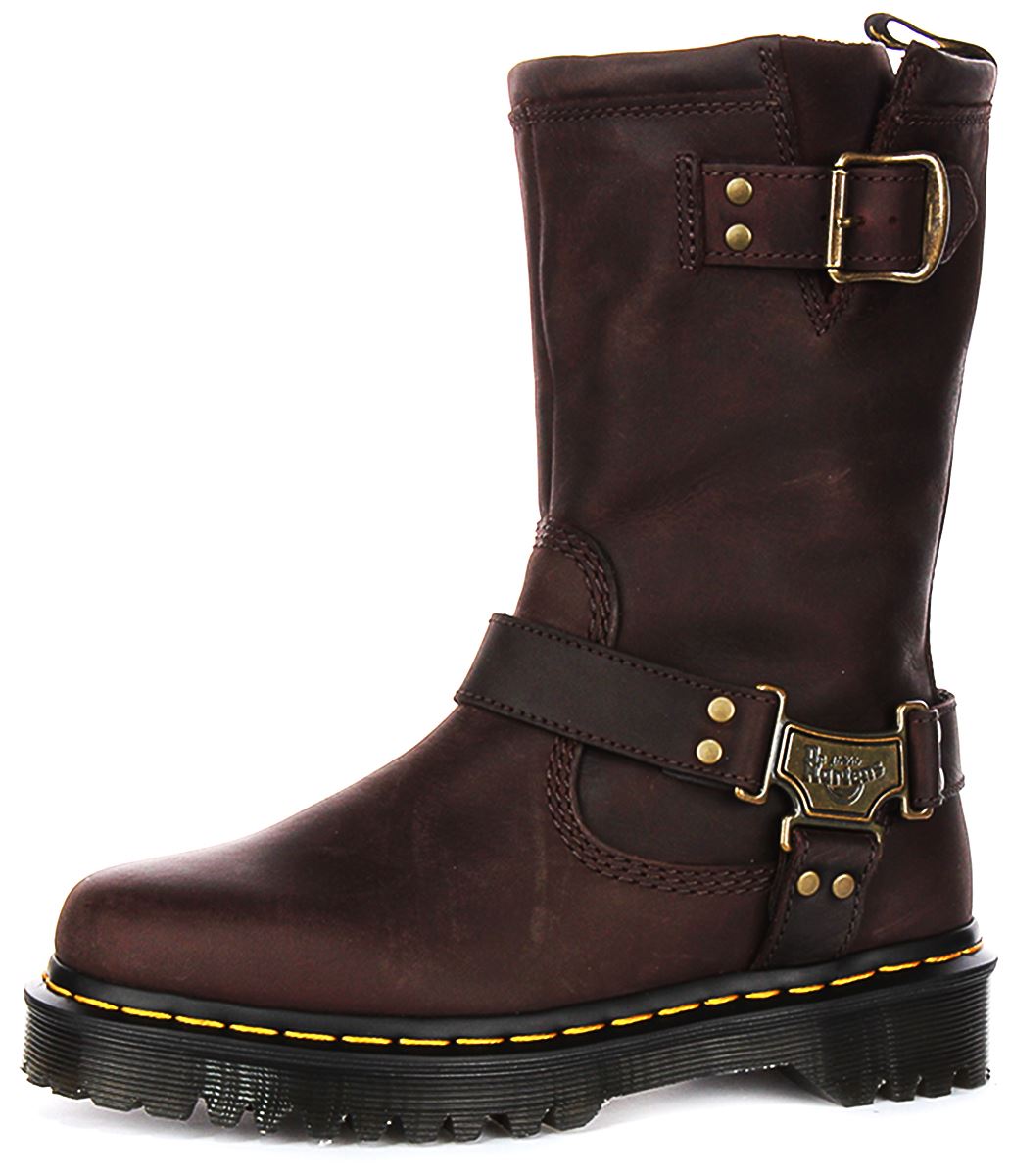 Dr Martens Anistone Hi Tall Pull On Biker Womens Boot In Brown US 3 - 8 - Picture 7 of 13