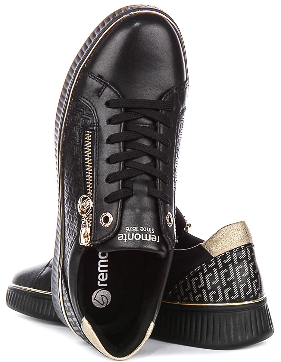 Remonte D2E00-03 Soft Zipper Lace Up Womens Trainer Black UK 3 - 8
