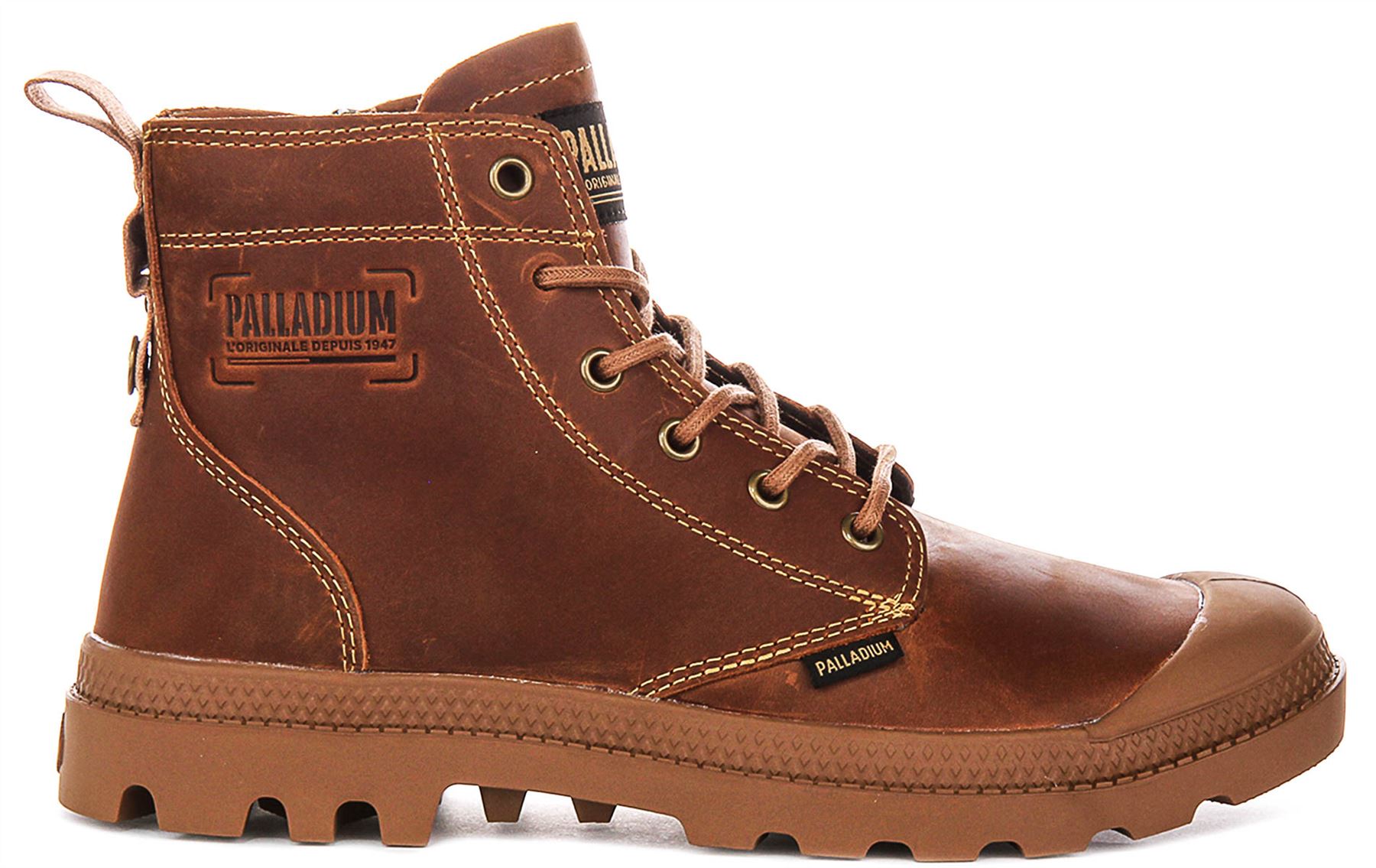 Palladium Pampa Zip Lace Up Contrast Mens Ankle Boots In Brown UK 4 - 12