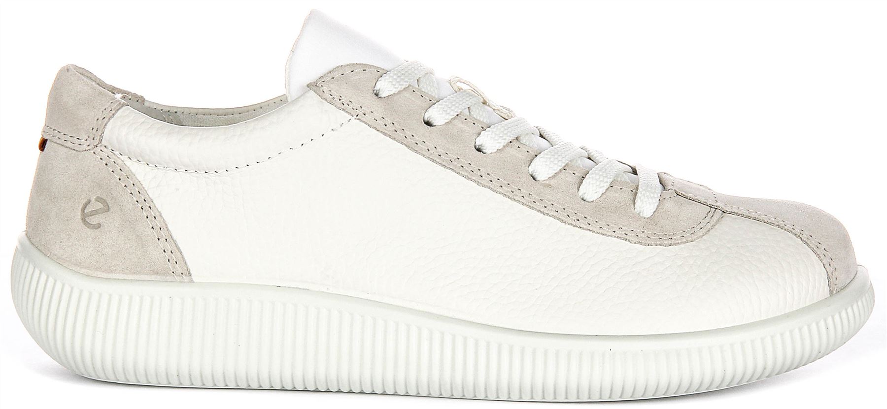 Ecco Soft Zero W A-Ecco Snug Fit Wildleder Detail Leder Damen Trainer Weiß 4 - 8
