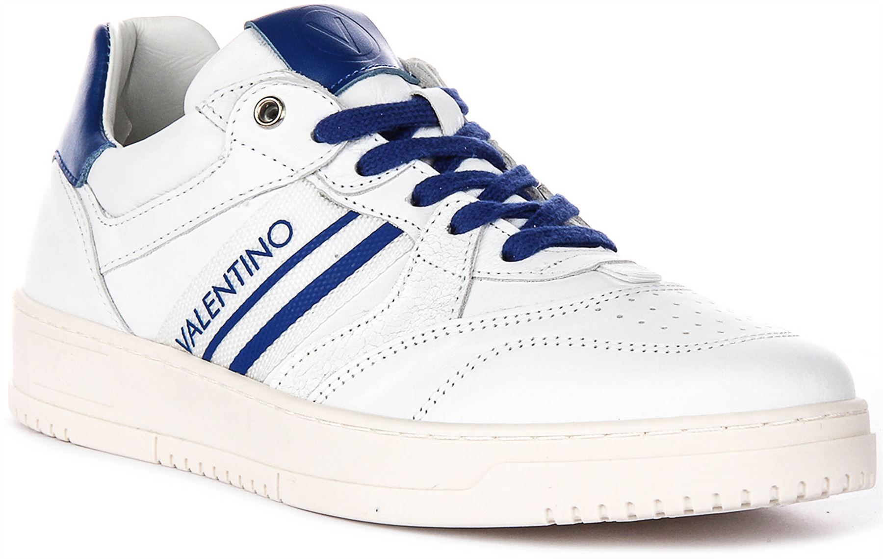 Valentino Off Duty Leder Herren Trainer In Weiß Blau UK 7 - 9