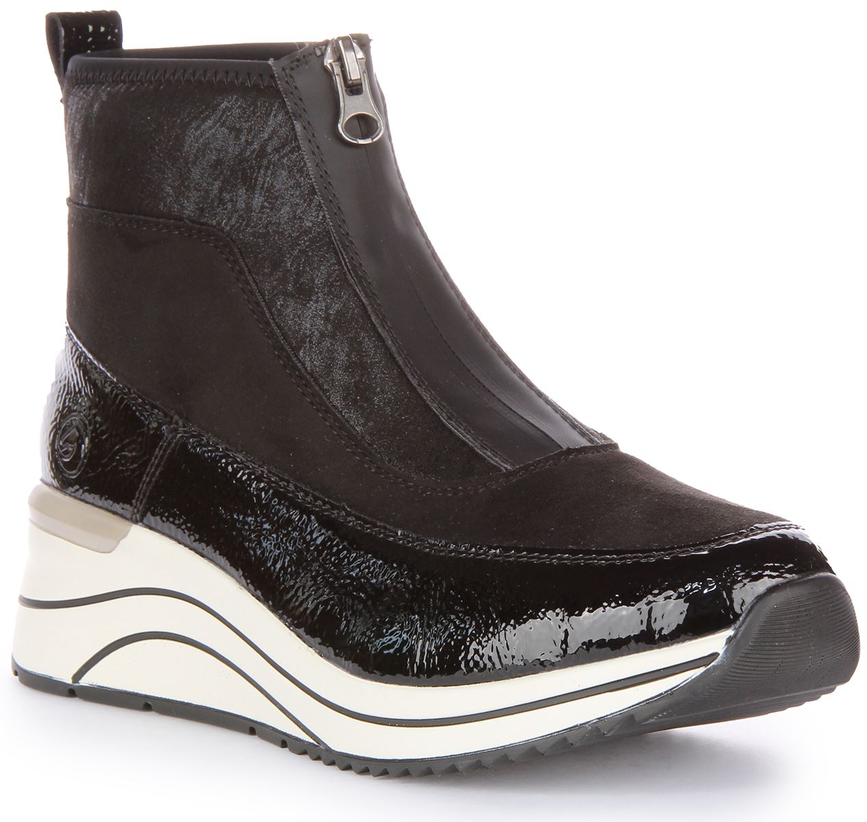 Ремонт Dot71-01 Ранвин Деймен (Ranvin Damen)-Модель Plateausneaker Reißverschluss Keilabsatz Canvas schwarz Великобритания 3 8