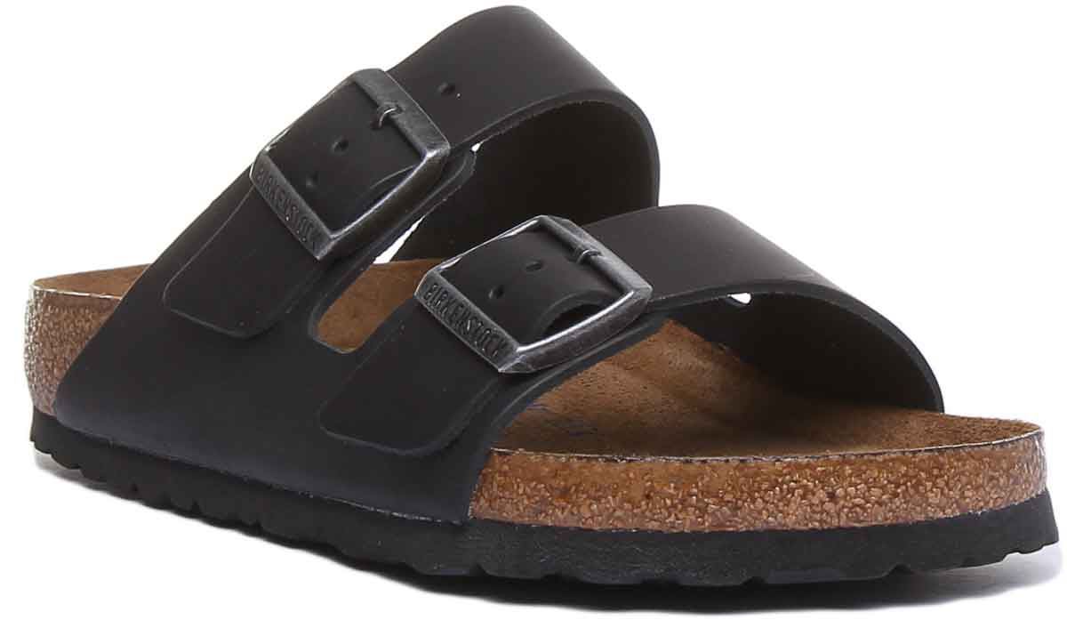BIRKENSTOCK Arizona Slide 2 - полосный унисекс Fußbett Regular Fit Schwarz UK 4,5 -