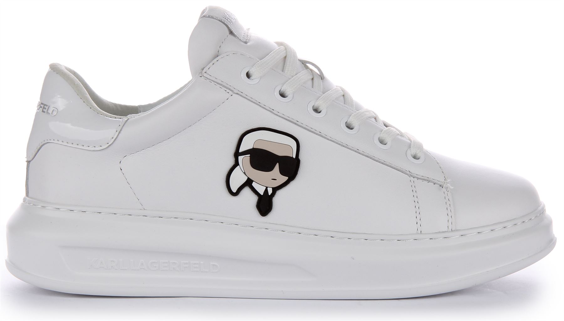 Karl Lagerfeld Kapri Lo Mid Cut Low Mens Sneakers White Mono UK 6 - 12