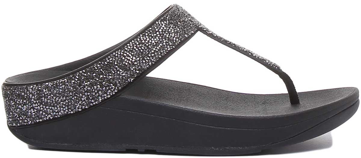 Fitflop Fino Quartz S-Fit Toe Thong Glitter Sandal In Black Size Uk 3 - 8 | eBay