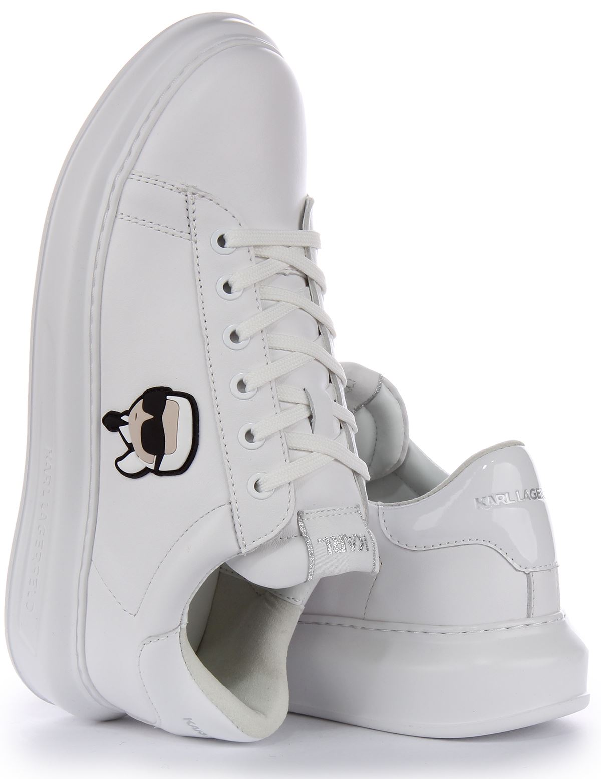 Karl Lagerfeld Kapri Lo Mid Cut Low Mens Sneakers White Mono UK 6 - 12